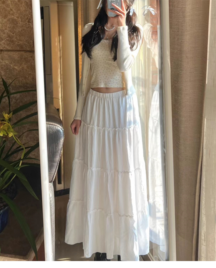 Brandy雪纺垂感白色半身裙内衬bm欧阳娜娜同款高腰长裙Lzzy skirt - 图1