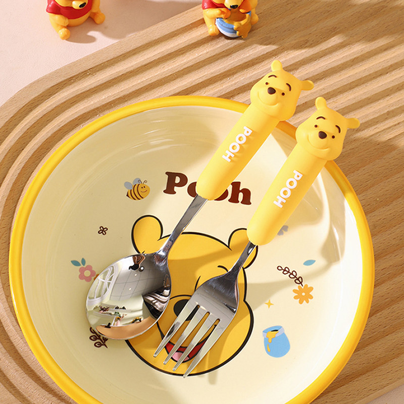 迪士尼儿童勺子304不锈钢叉子勺套装可爱草莓熊家用宝宝吃饭勺子,淘宝优惠券,粉丝福利购,淘宝优惠卷