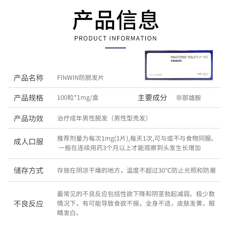 保法止非那雄胺1mg男性防脱发米诺地尔生发口服含片掉发雄性激素 - 图3