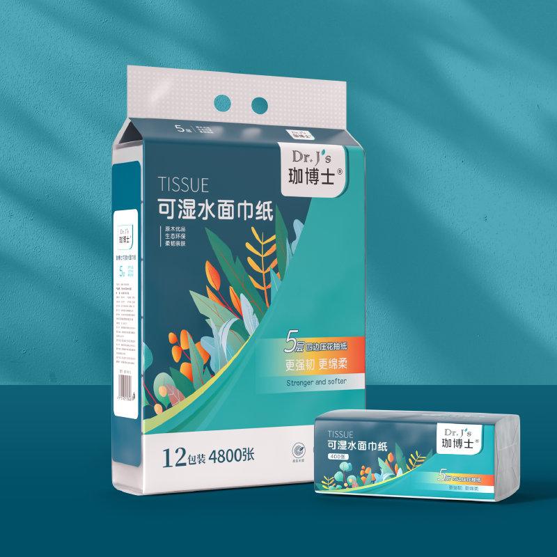 珈博士抽纸 5层80抽10包加厚超韧餐巾纸家用婴儿可湿水面巾纸袋装