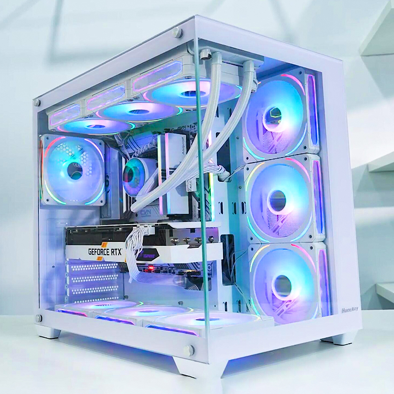 航嘉S980/S960海景房机箱电脑台式主机atx侧透全视版matx白色水冷 - 图0