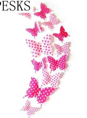 Taotown 2016 New Hot 12 Pcs 3D Wall Stickers Butterfly Fridg