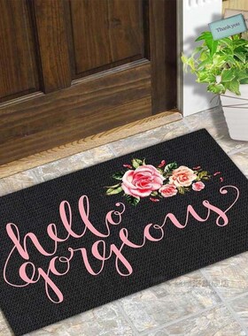 Door Mat Entrance Floor Mat Hello Gorgeous Flower Designed F