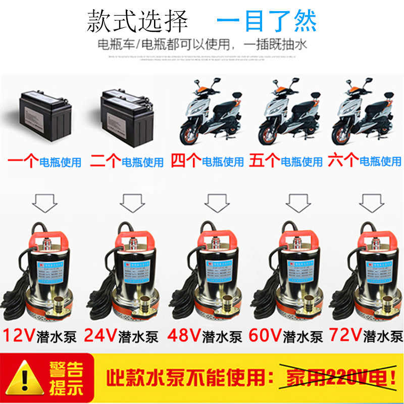 新品直流潜水泵g电动车12V24V48V60V伏一寸高扬程抽水机电瓶浇菜