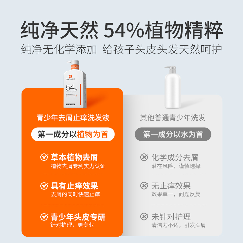 亲初青少年去屑洗发水专用儿童止痒控油洗发露中大童男女孩氨基酸