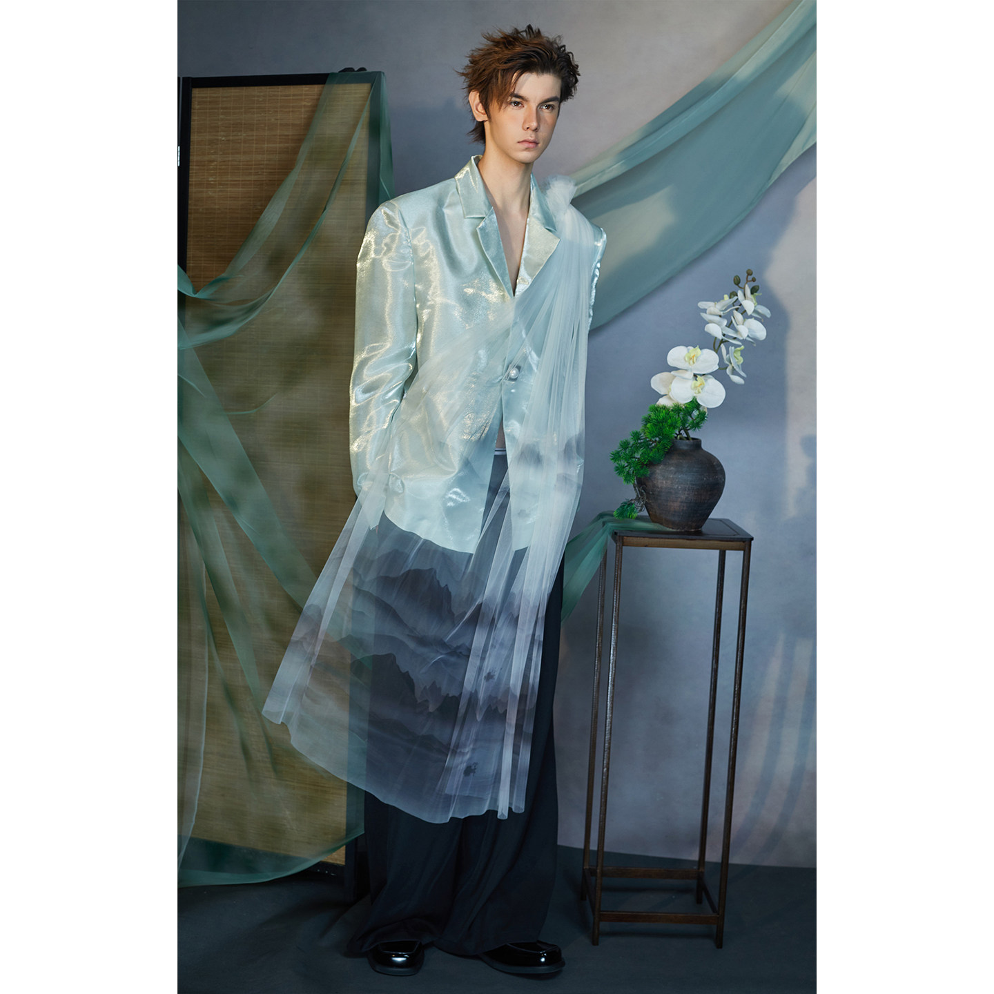 介尺JIECHI「月泊孤舟」新中式高级感国风蓝色宽松休闲西服外套,淘宝优惠券,粉丝福利购,淘宝优惠卷