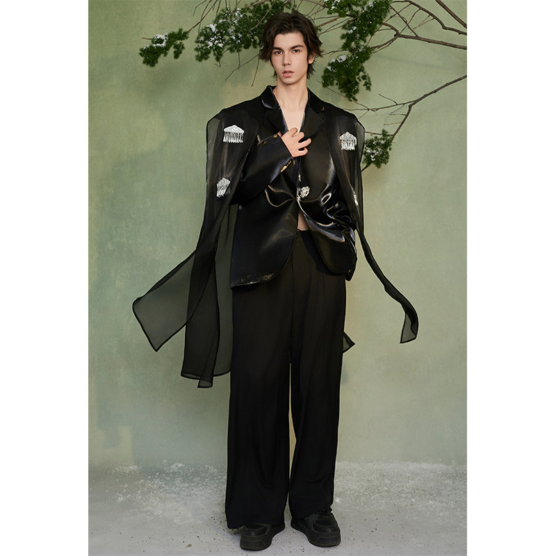 介尺JIECHI「苗疆环佩」新中式高级感国风黑色宽松休闲西服外套,淘宝优惠券,粉丝福利购,淘宝优惠卷