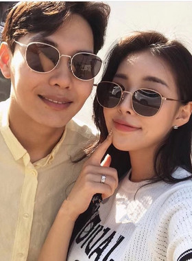 韩版复古方框墨镜情侣款
