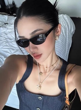 欧美街拍猫眼高级感Y2K椭圆复古