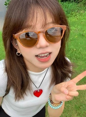 韩版条纹茶色偏光猫眼墨镜