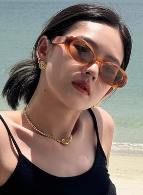 明星同款韩版复古圆框太阳镜