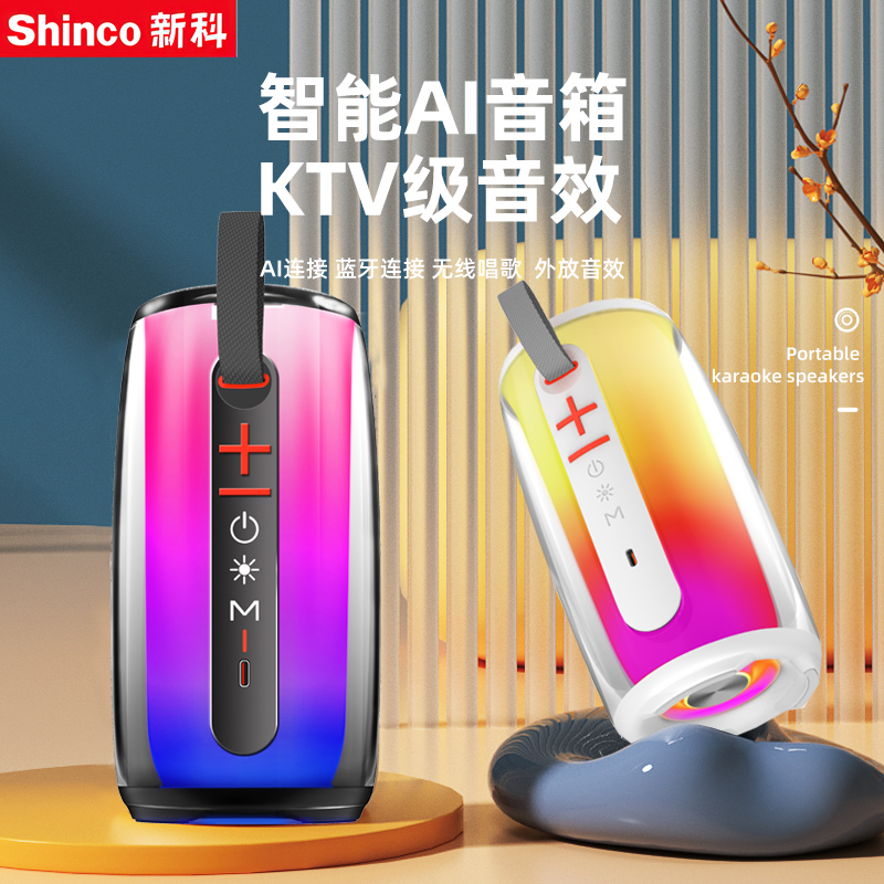 新科K歌蓝牙音响无线话筒一体儿童家用户外KTV麦克风便携重低音箱