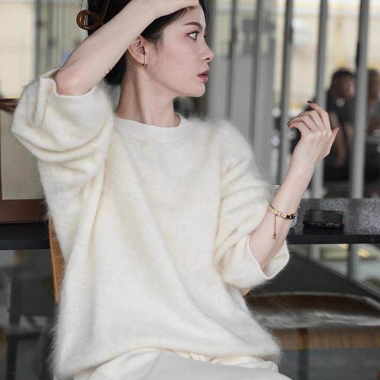 DORACTR 雾感奢美！马海毛小香风白色毛衣女春软糯针织衫慵懒上衣,淘宝优惠券,粉丝福利购,淘宝优惠卷