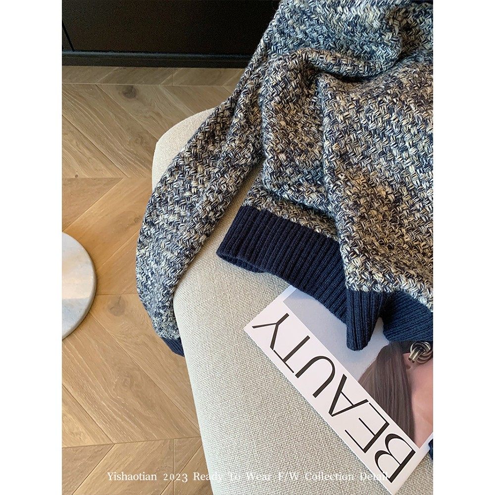 法国RixoRane小众高颜⭐小香风粗花呢圆领毛衣女显瘦气质针织上衣,淘宝优惠券,粉丝福利购,淘宝优惠卷