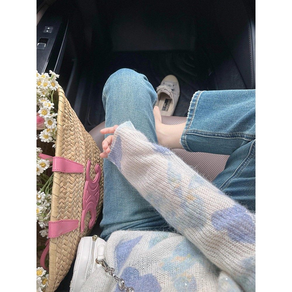 法国Rixo Rane 舒适仙女风⭐法式蓝色扎染慵懒宽松短款针织衫毛衣,淘宝优惠券,粉丝福利购,淘宝优惠卷