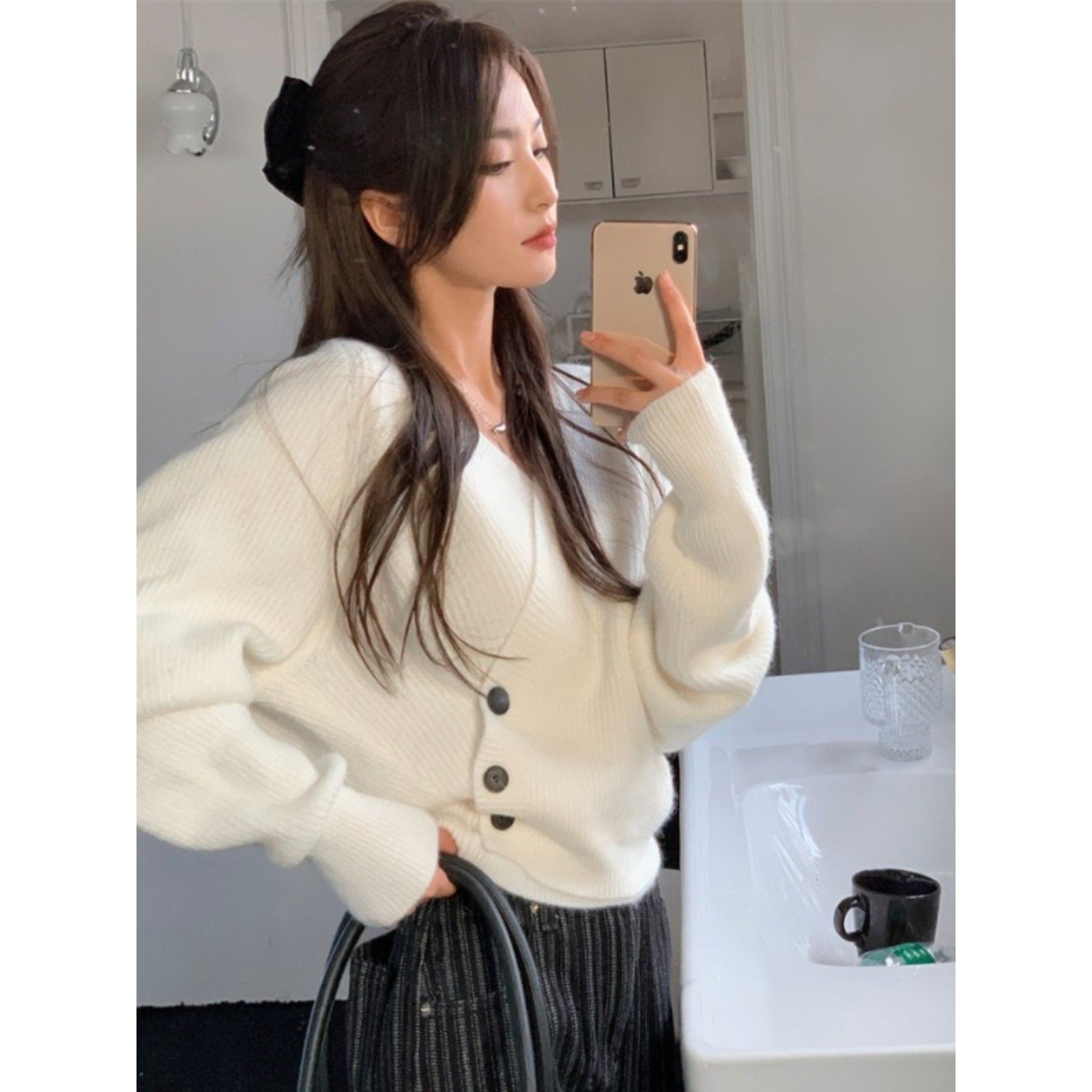 法国Rixo Rane一眼沦陷⭐覆古V领毛衣女别致高级感超好看针织衫潮,淘宝优惠券,粉丝福利购,淘宝优惠卷