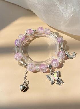 新款超仙古风蝴蝶手链女小众高级感甜美彩色串珠百搭手串饰品