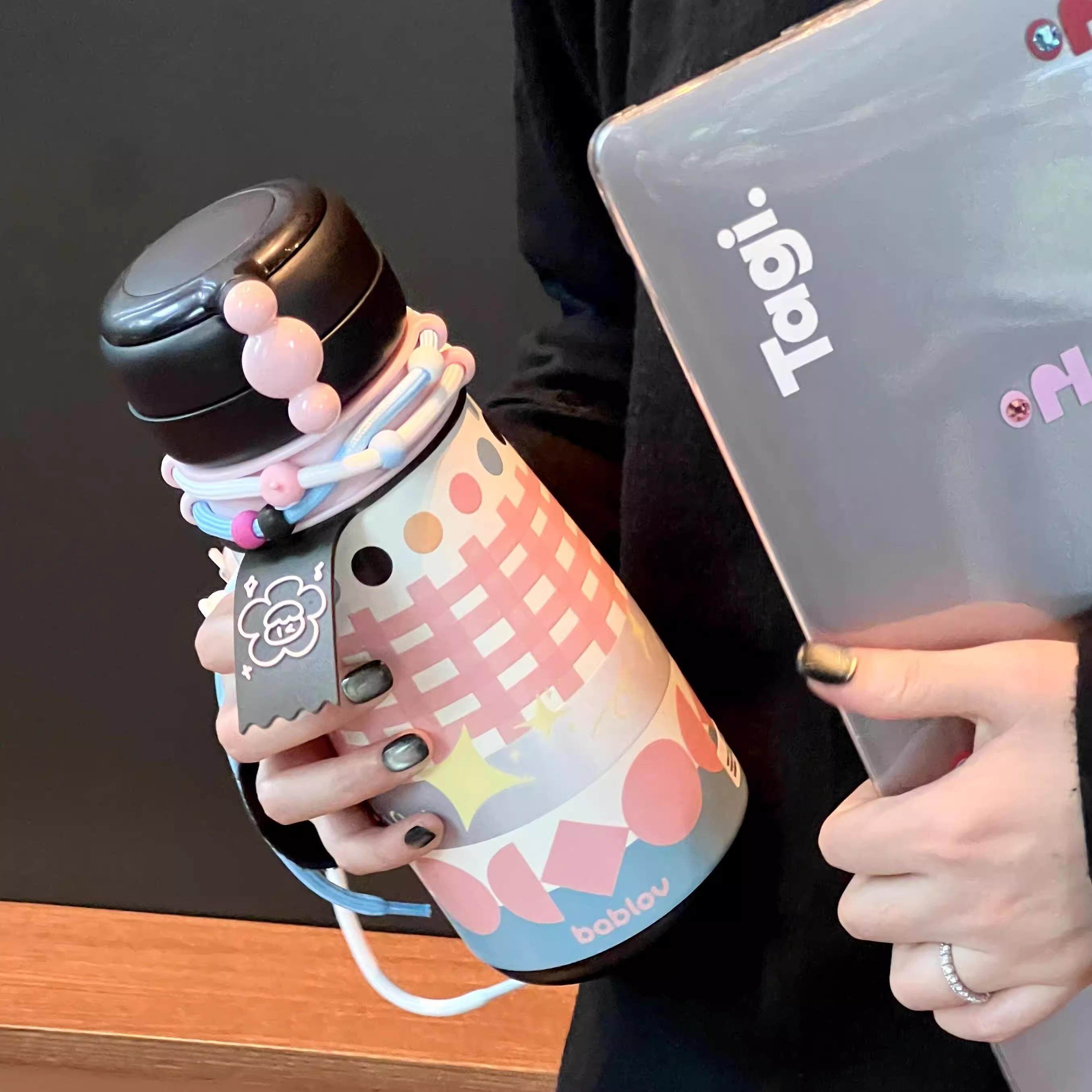 bablov保温杯女生高颜值水杯大容量吸管杯子学生便携不锈钢双饮杯,淘宝优惠券,粉丝福利购,淘宝优惠卷