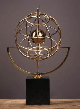 轻奢地球仪金属摆件欧式办公室饰品客厅样板房玄关酒柜书房摆设