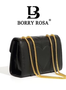 BORRY ROSA/柏丽罗莎菱格包包女包半小香风金球小方包单肩斜跨包