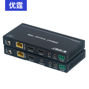 优霆 HDBaseT单网线延长器150米 HDMI2.0带RS232中控红外3.5音频