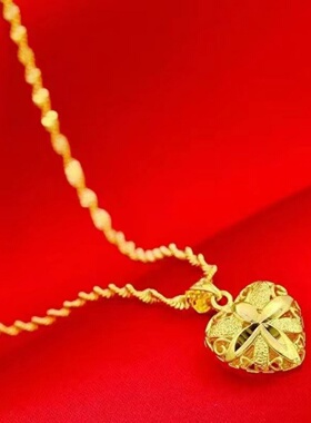 轻奢桃心四叶草项链镂空吊坠送妈妈送老婆礼物爱心水波链凤福临