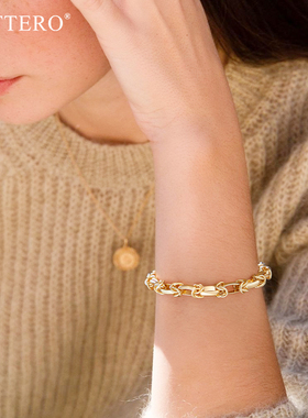 fettero 铜合金手链 【金色花瓣手链】时尚小众欧美个性环环相扣
