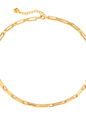 fettero 铜合金项链 【宽面格子项链】高定设计简约小众锁骨颈链