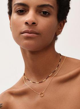 百搭双色锁骨链fettero铜合金