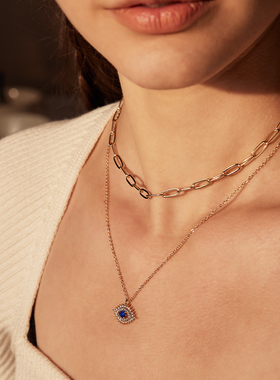 直播专享 fettero  【金色蓝锆石珠子眼睛项链】蓝色轻奢百搭饰品