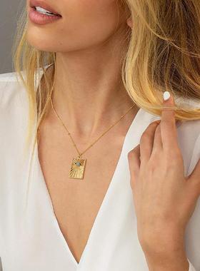 fettero铜合金金色太阳之眼项链