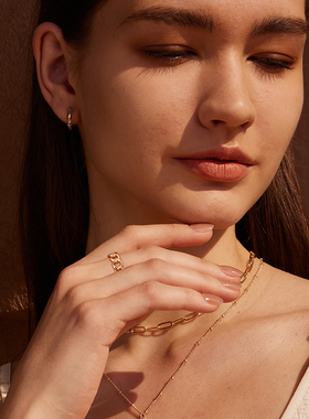 fettero 铜合金戒指 【O形切面古巴链戒指】简约编织个性ins食指