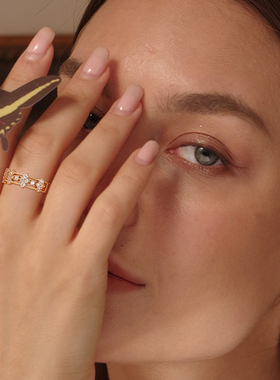 fettero 铜合金戒指 【金色麻绳边线锆戒指】气质时尚小众简约个