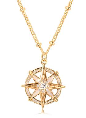 fettero铜合金金色八芒星项链