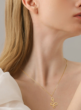 直播专享 fettero 【金色衔圈鳞片蛇项链】气质简约灵动小众