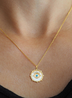 fettero 铜合金项链 【金色珠子松石项链】时尚百搭小众素款坠链