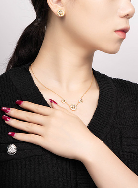 八芒星罗盘项链嵌白贝母简约颈链