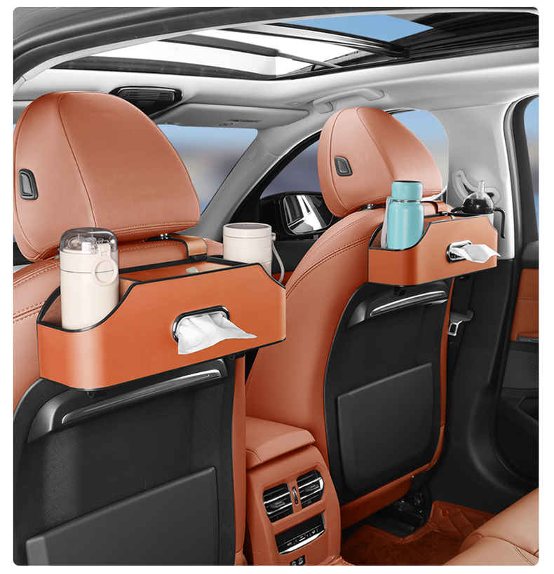 汽车座椅后背收纳盒多功能储物袋车载纸巾盒挂钩后排座置物水杯架