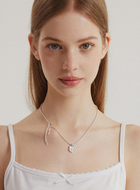 Hihipenny/rose系列玫瑰花十字架吊坠微镶镐圆珠链爱心扣头项链女