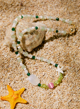 Hihipenny/sicily系列绿野仙踪天然贝壳葡萄绿玉石海星项链女手链