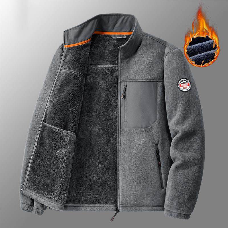 立领抓绒衣男秋冬季加厚保暖宽松大码夹克中年爸爸装摇粒绒外套潮,淘宝优惠券,粉丝福利购,淘宝优惠卷