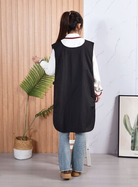 理发店围裙工作服烫防沾染衣服防水发廊专用黑色不粘发男女