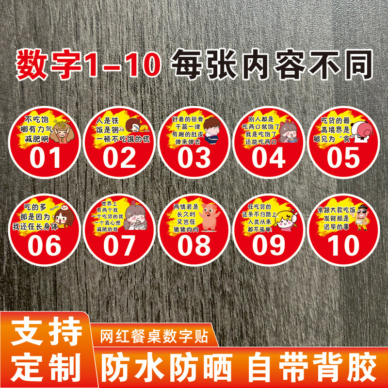 网红餐桌数字贴PVC创意趣味搞笑桌号贴餐桌贴防水防油烧烤店火锅店饭店桌牌号码贴大排档圆形数字编号贴纸,淘宝优惠券,粉丝福利购,淘宝优惠卷
