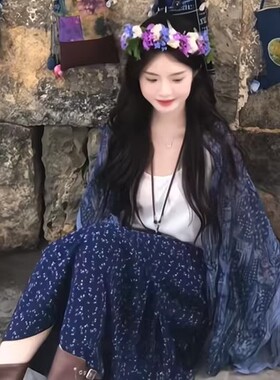 小城清欢复古民族风棉麻碎花围巾