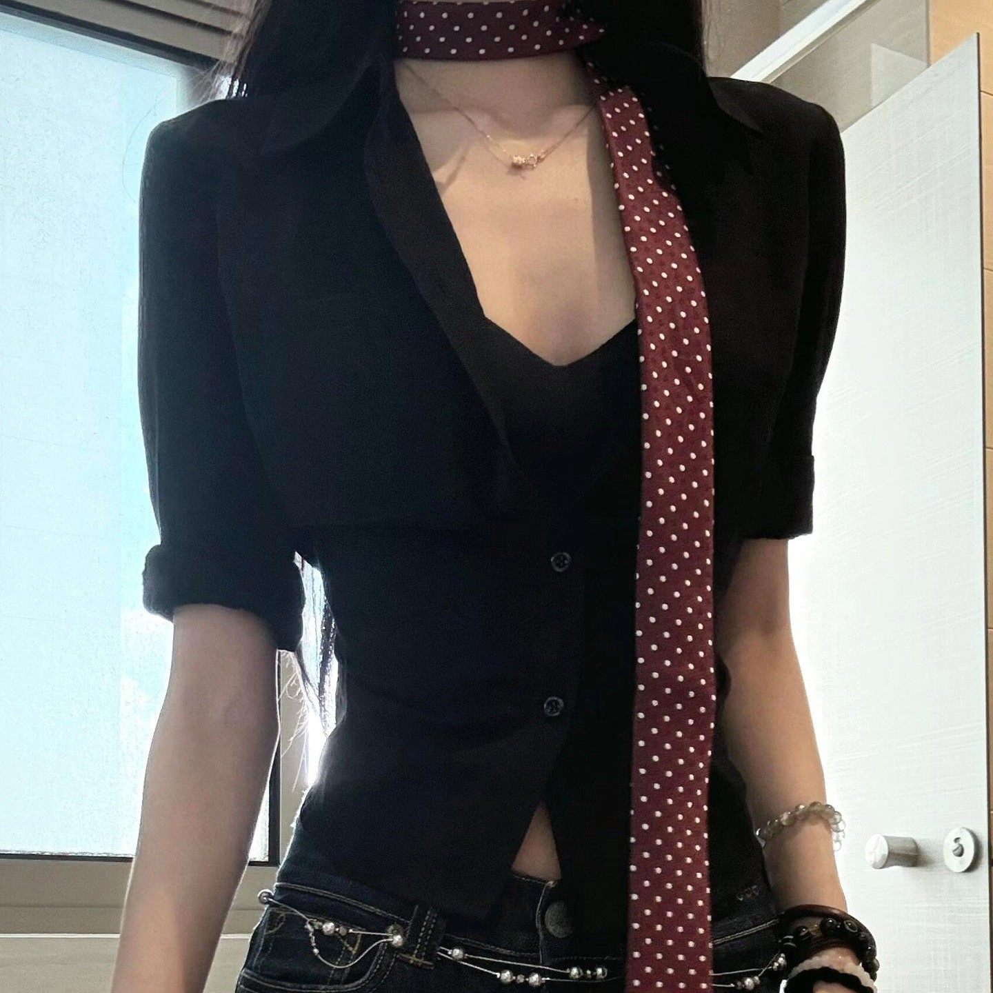 辣妹风~波点红色美式细长条腰带系腰丝巾飘带牛仔裤腰间配饰新品,淘宝优惠券,粉丝福利购,淘宝优惠卷