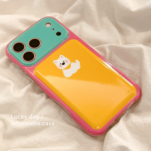 韩系撞色气垫可爱卡通适用苹果17PRO手机壳情侣iPhone16ProMax新款15pro女款小众13全包14防摔简约硅胶软壳套 - 图2
