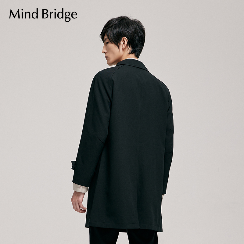 MindBridge 春季新款男士风衣韩版休闲大衣百家好中长款宽松外套