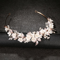 New Amazon Rose Gold Leaf Bridal Headwear Accessories Accessories Sen Ceramic Flowers Hair Circles Hair Accessories Crown