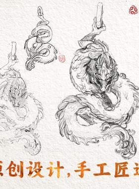 琢匠十二生肖鬼工龙国风男士吊坠小众个性书背包挂坠配饰