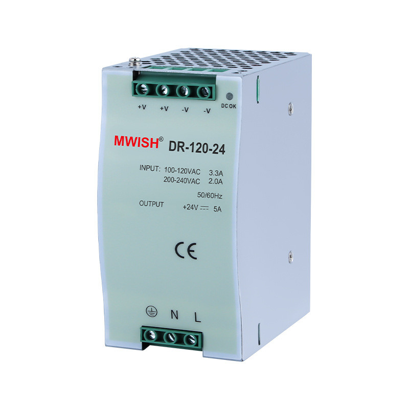 明伟DR-120W-24V5A12V10A导轨式开关电源DC48V工业级220转直流 - 图3